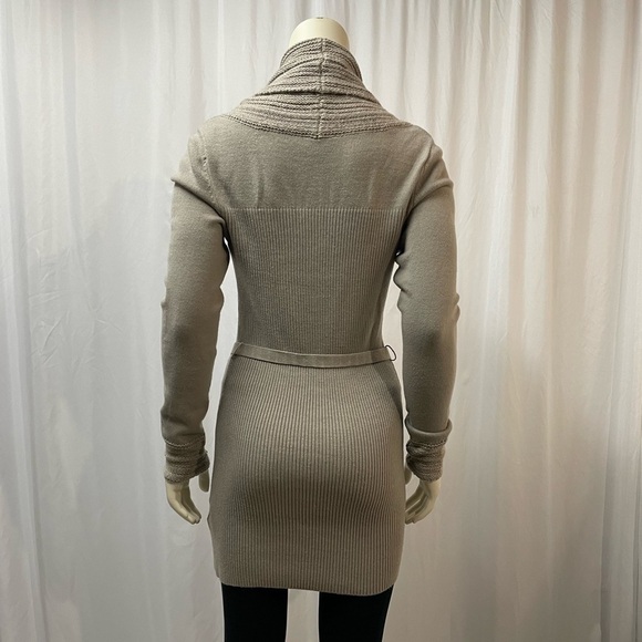 Le Chateau Tunic Sweater, Long Sleeve, Cowl Neck, Beige, Size Small W Belt - Picture 2 of 8